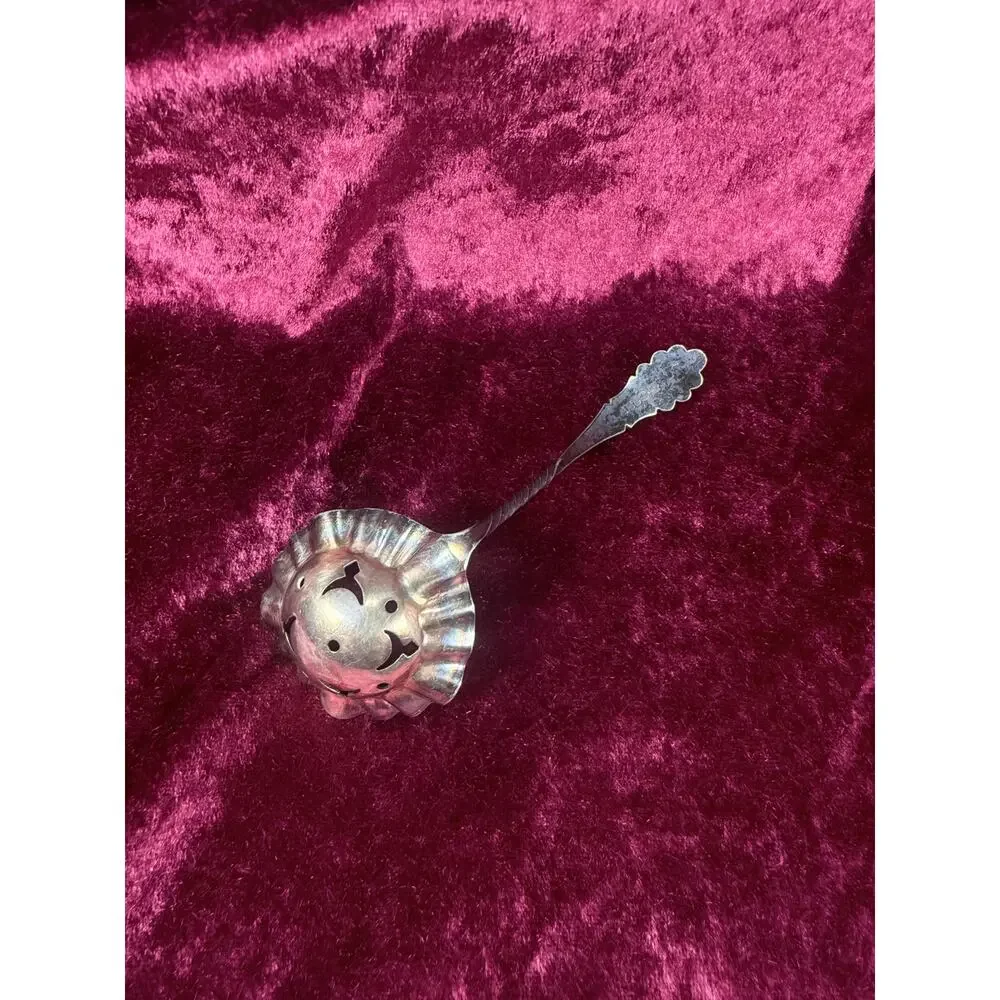 Vintage Silverplate Sugar Sifter Spoon – Pierced Bowl Floral Handle